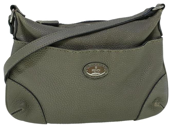 FENDI Shoulder Bag Leather Gray Auth 60425 Grey  ref.1161721