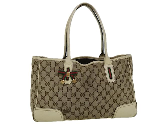 GUCCI GG Canvas Web Sherry Line Tote Bag Beige Rouge Vert 163805 auth 60259 Toile  ref.1161752