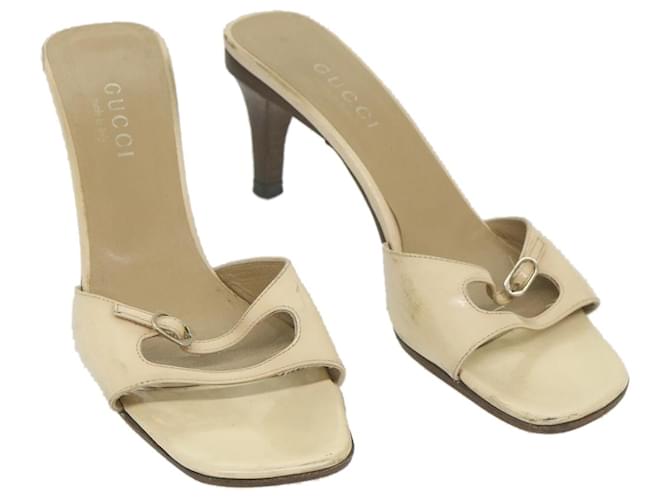 GUCCI High Heels Leather 38.5 C Beige Auth ti1348  ref.1161826