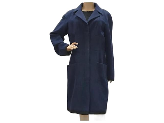 Abrigo Chanel de seda y cachemira azul marino  ref.1161843