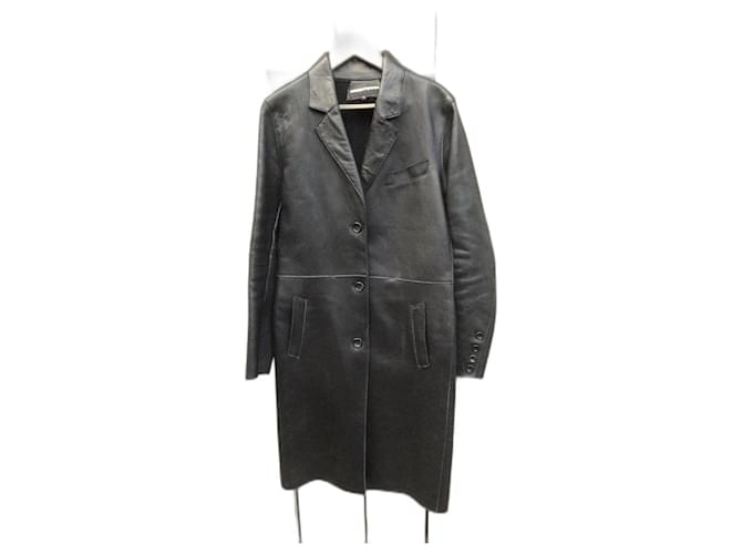Talla abrigo piel ventcouvert 38 Negro Cuero  ref.1161850