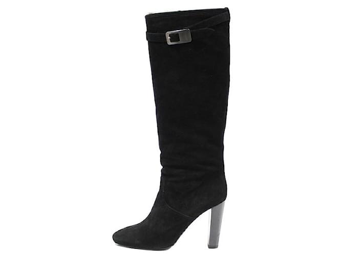 Hermès Boots Black Velvet Deerskin  ref.1161858