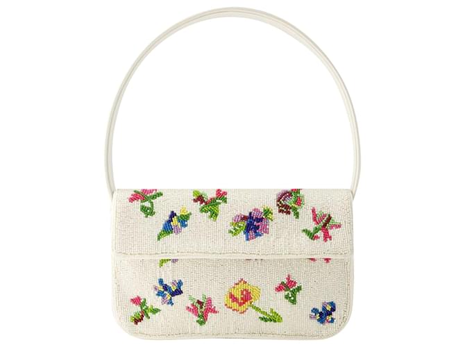 Tommy Beaded Shoulder Bag - Staud - Synthetic - White  ref.1161894