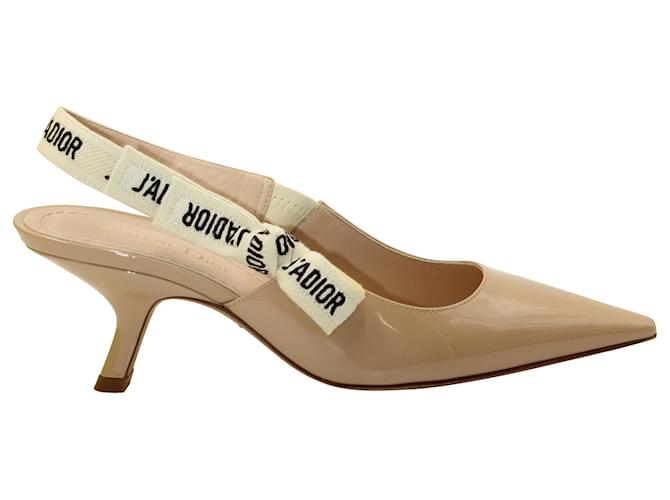 Zapatos de salón destalonados Dior J'adior en charol beige Cuero  ref.1161900