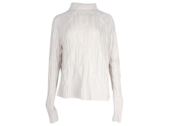 Nili Lotan Meyra Cable-Knit Turtleneck Sweater in Beige Cashmere Wool  ref.1161909