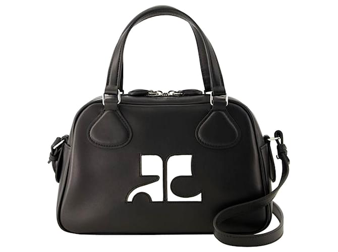 Réedition Bowling Bag - Courreges - Leather - Black Pony-style calfskin  ref.1161922