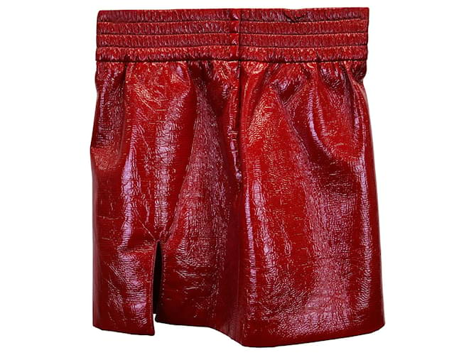 Miu Miu Faux Leather Mini Skirt in Red Polyester  ref.1161926