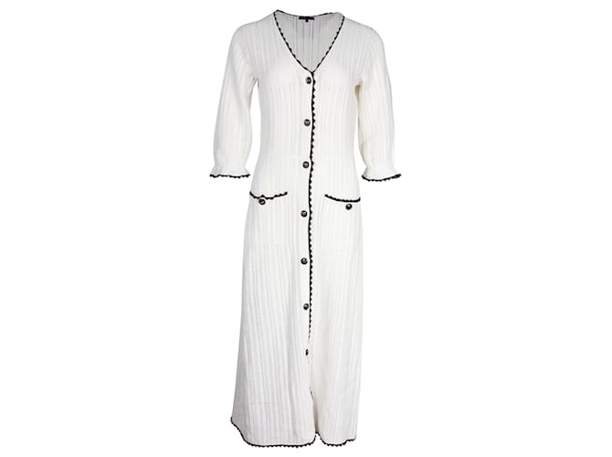 Robe Maille à Bordure Festonnée Maje en Viscose Beige Fibre de cellulose  ref.1161936