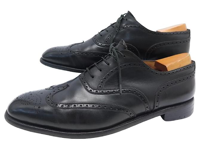 JM WESTON RICHELIEU SCARPE CON PUNTA FLOREALE 376 12E 46 SCARPE NERE IN PELLE NERA Nero  ref.1162094