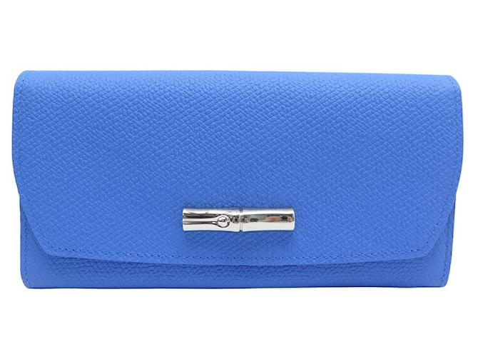 NEW LONGCHAMP ROSEAU WALLET COBALT BLUE LEATHER L3146HPN487 NEW WALLET  ref.1162112