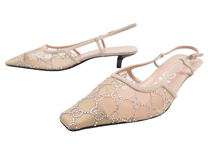 NEW GUCCI SHOES GG CRYSTAL SLINGBACK SANDALS 674668 42 SHOE NEW GUCCI SHOES GG CRYSTAL SLINGBACK SANDALS 674668 42 SHOE