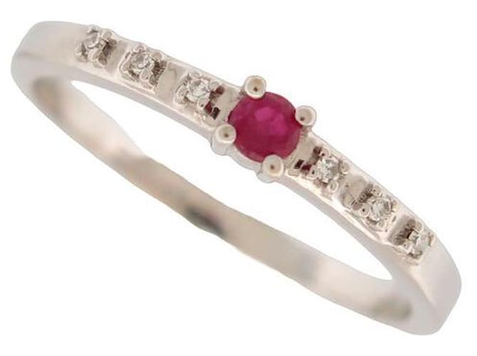MAUBOUSSIN CAPSULE OF EMOTIONS RING WHITE GOLD 18K RUBY & DIAMOND 52 RING Silvery  ref.1162132