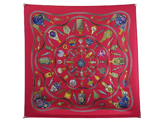 Hermès HERMES SCARF THAT MATCH THE BOTTLE PROVIDED THAT YOU ARE DRUNK CARRE SCARF Dark red Silk  ref.1162161