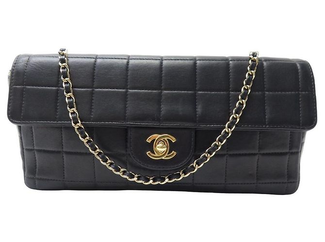 BORSA A MANO CHANEL EAST WEST CHOCOLATE BAR IN PELLE TRAPUNTATA NERA Nero