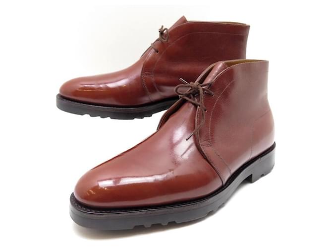 NEW JOHN LOBB SHOES KENT CHUKKA ANKLE BOOTS 8E 42 BROWN LEATHER BOOTS  ref.1162189