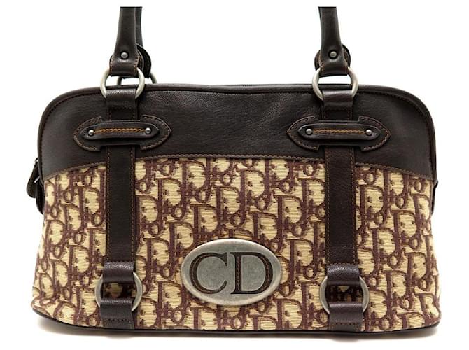 NEUF SAC A MAIN CHRISTIAN DIOR TRAVELLER TROTTER TOTE TOILE MONOGRAMME OBLIQUE Cuir Marron  ref.1162191