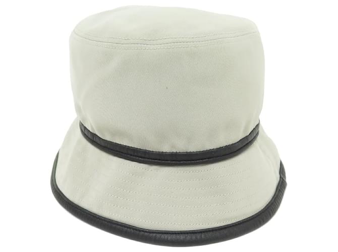 Hermès MOTSCH HAT FOR HERMES BOB CANVAS AND LEATHER T58 BLACK AND BEIGE + HAT BOX  ref.1162201