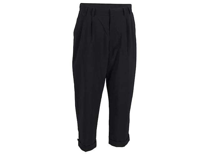 Alexander McQueen Cropped Pleated Pants in Black Cotton  ref.1162248