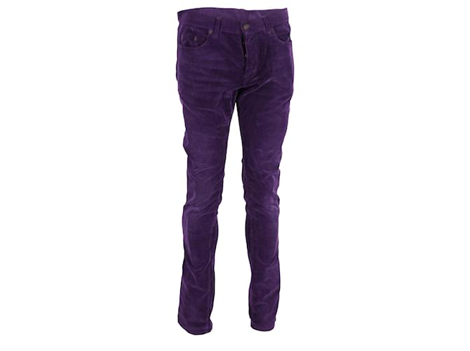Saint Laurent Slim-Fit Corduroy Pants in Purple Cotton  ref.1162250