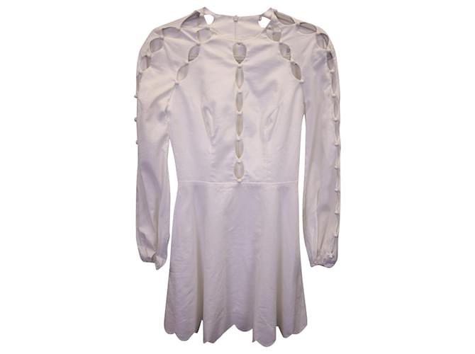 Zimmermann Goldie Scalloped Mini Dress In White Linen  ref.1162263