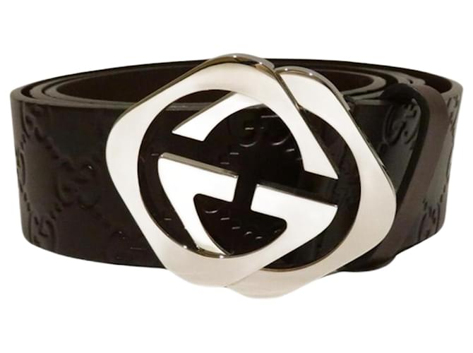 Gucci Gg Buckle Brown Leather  ref.1162373