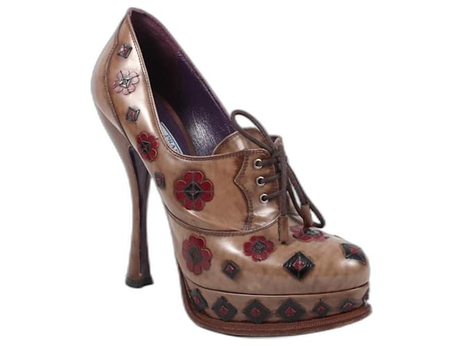 Prada heels Brown Leather  ref.1162509