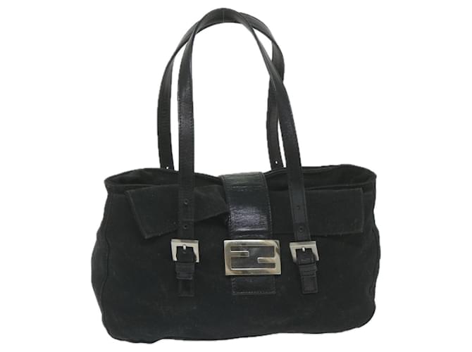 FENDI Mamma Baguette Shoulder Bag Nylon Black Auth ep2451  ref.1162582