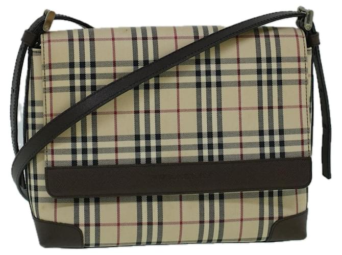 BURBERRY Nova Check Shoulder Bag Canvas Beige Brown Auth 60352 Cloth  ref.1162603