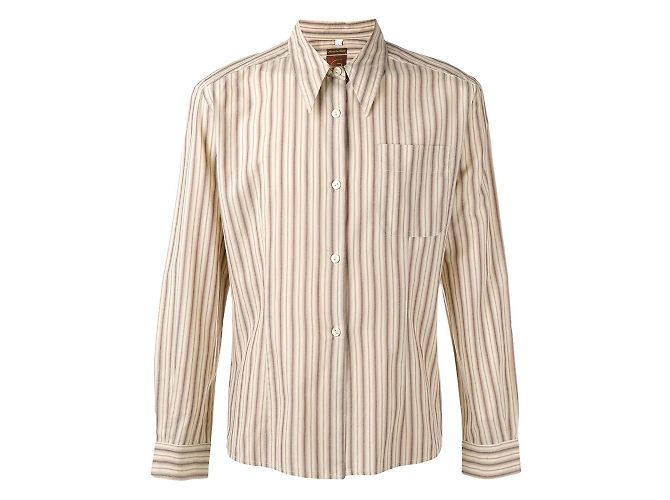 Camicia Romeo Gigli in cotone a righe beige