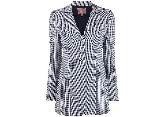 Blazer Romeo Gigli a quadri blu e bianchi Bianco Sabbia