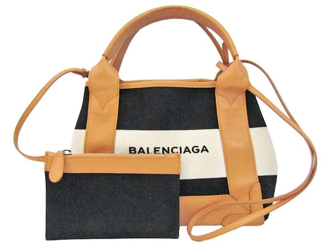 Everyday Balenciaga Navy Cabas Toile Noir  ref.1162913