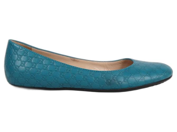 Gucci ballet flats Blue Leather  ref.1162954