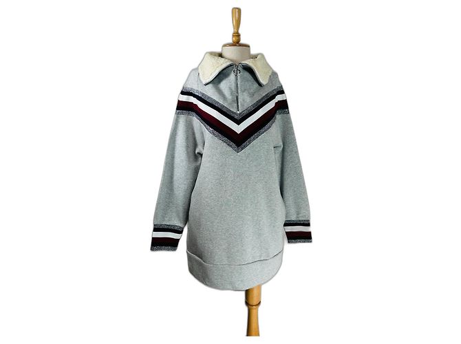 Tommy Hilfiger Sweatkleid Grau Baumwolle Mehrfarben