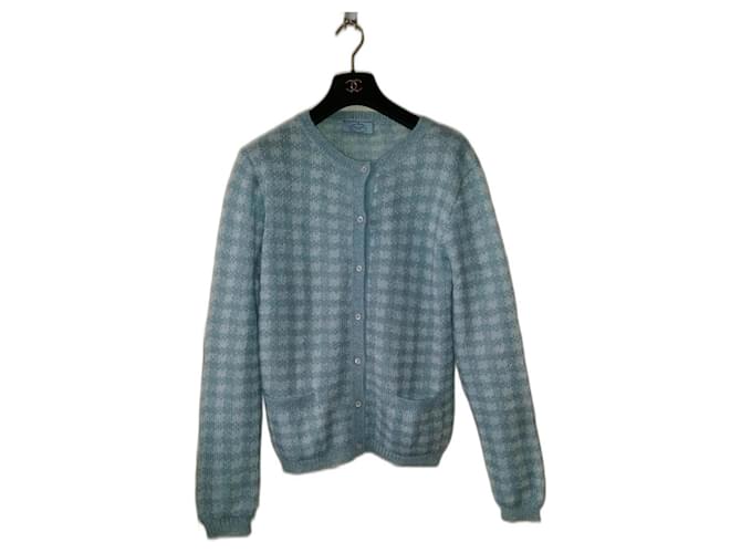 Prada Tops White Light blue Mohair  ref.1163202