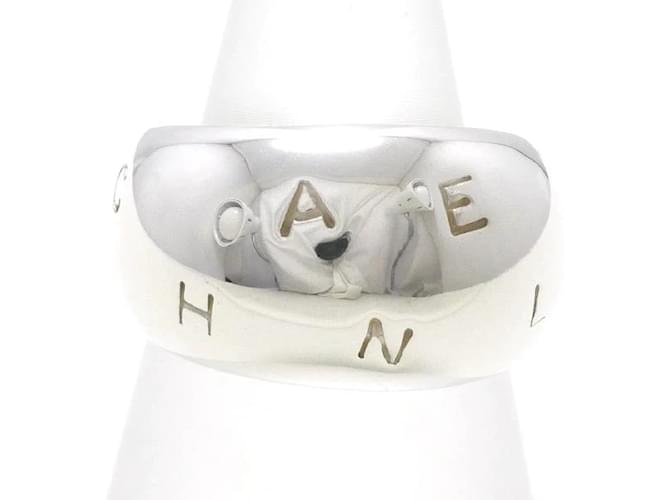 Chanel Silver Logo Ring Silvery Metal  ref.1163304