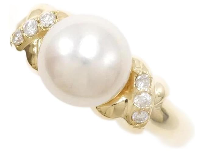 & Other Stories 18K Pearl Diamond Ring Golden Metal Gold  ref.1163309