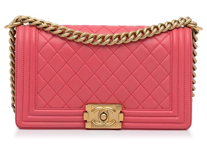 Chanel Pink Medium Lambskin Boy Flap Bag Leather  ref.1163426