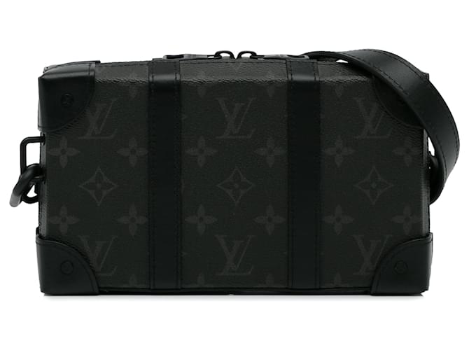 Louis Vuitton Monogram Eclipse Soft Trunk Wallet Crossbody Noir Cuir Toile Veau façon poulain  ref.1163466