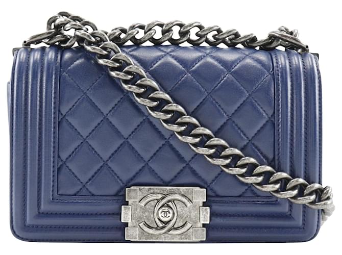 Chanel Boy Blue Leather  ref.1163856