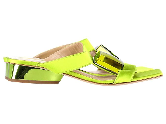 Paul Andrew Cube Slides en satin vert