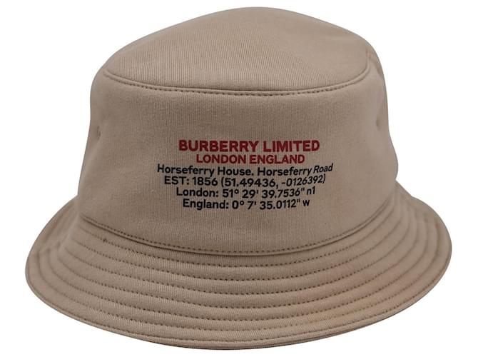 Burberry Horseferry Motif Jersey Bucket Hat in Beige Cotton  ref.1163978