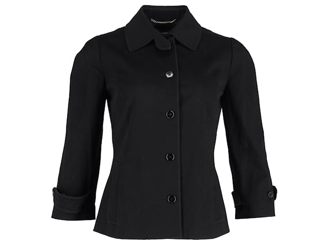 Dolce & Gabbana Manteau court boutonné sur le devant en polyester noir  ref.1163989
