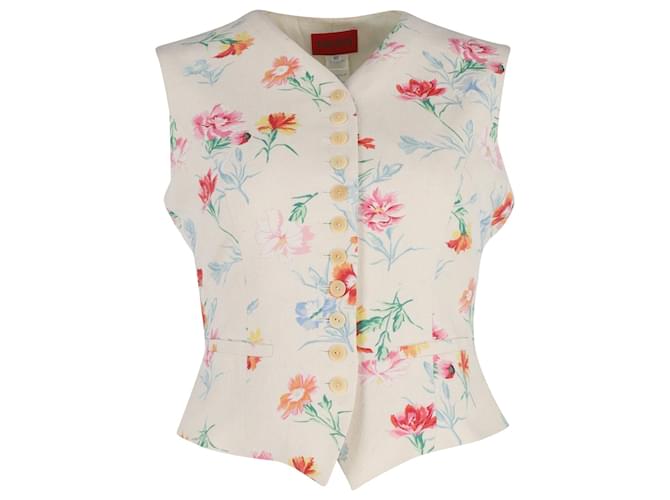 Kenzo Floral Cropped Vest in Cream Polyester White  ref.1163991