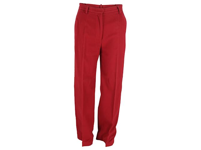Max Mara Straight Leg Trousers in Red Cotton  ref.1163998