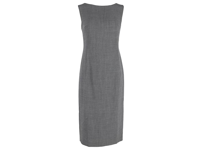 Max Mara Sleeveless Midi Sheath Dress in Grey Cotton  ref.1164000