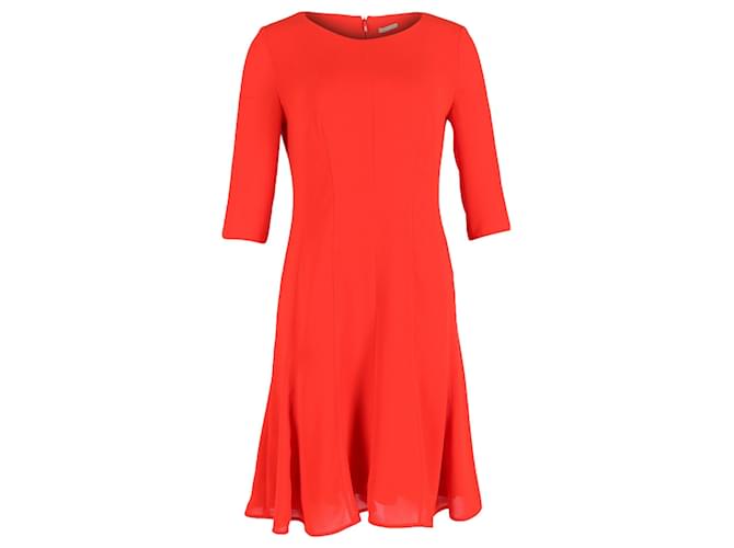 Boss by Hugo Boss 3/4 Sleeve A-Line Dress in Red Silk  ref.1164004