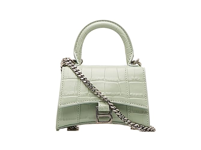 Balenciaga Mini bolsa ampulheta de couro 664676 Verde  ref.1164016