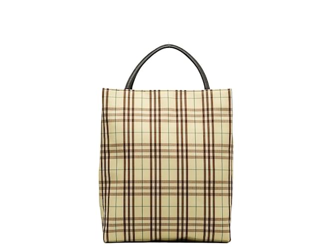 Burberry Check Canvas Tote Bag Yellow Cloth  ref.1164037