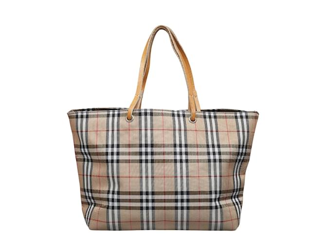 Burberry House Check Canvas Tote Bag Brown Cloth  ref.1164038