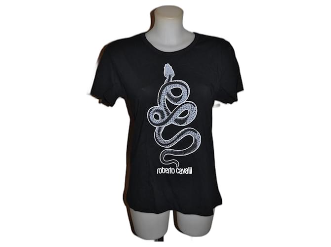 Roberto Cavalli new t shirt Black Grey Cotton  ref.1164050